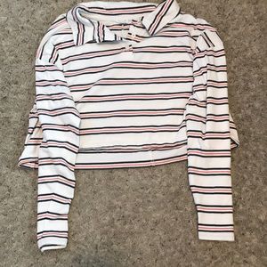 Cotton on crop top with red and black stripes.